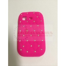 CAPA DE SILICONE SAMSUNG S5301 ROSA COM STRASS